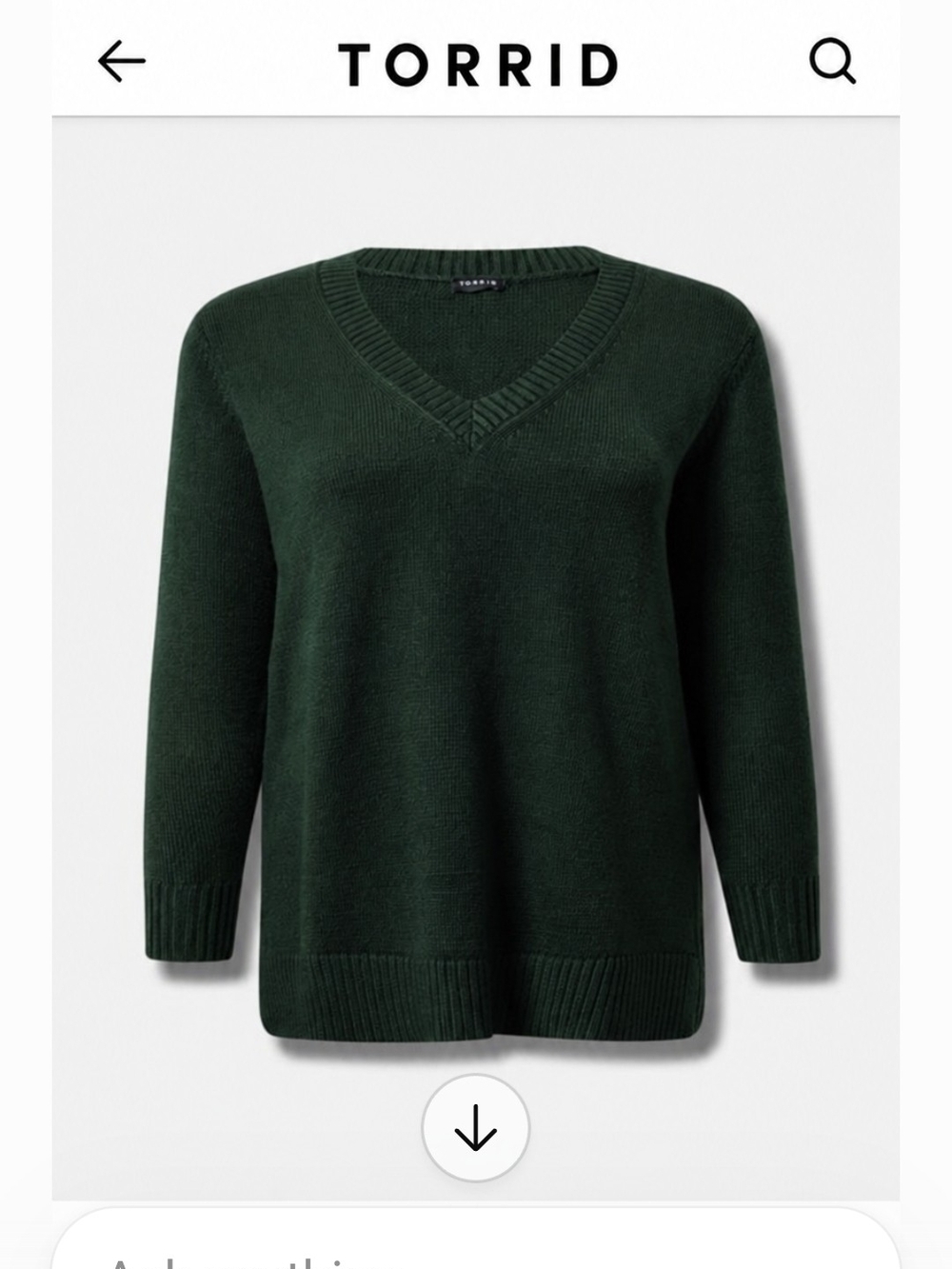 Torrid V-Neck Dark Green Sweater